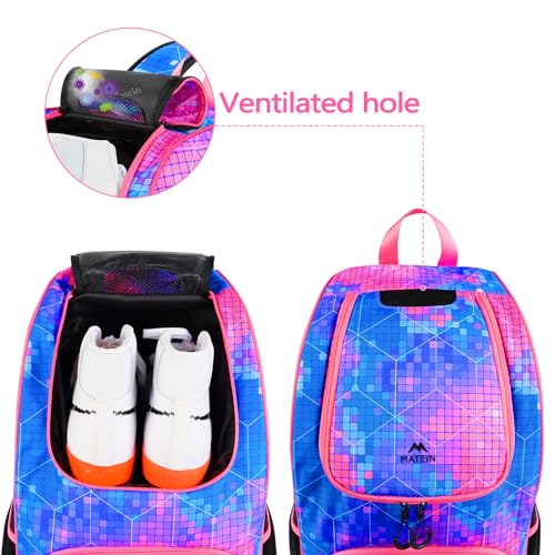 Pink Basketball Bag with Shoe & Ball Compartments - Girls Sports Backpack