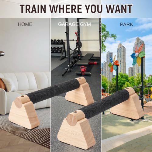 Wooden Parallettes Bars for Handstand & Calisthenics - 25cm