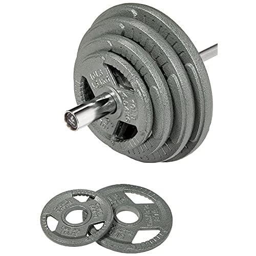 Fitvids Cast Iron Plate Weight Plate for Strength Training and Weightlifting, Olympic or Standard, Multiple Sizes