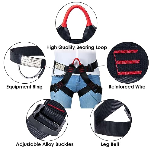 Climbing & Rescue Safety Belt for Ziplining, Fire & Tree Climbing - Half Body Harness for Women & Men