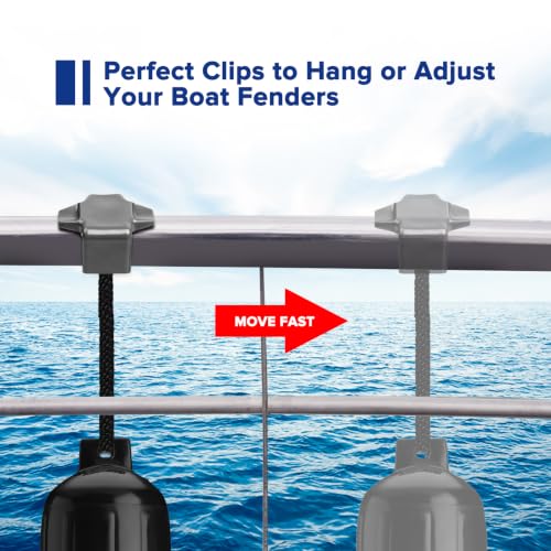 Boat Bumper Clips for Docking - Grey, Set of 4 - Fits 1 Inch & 1.25 Inch Square Tube - Variation 4