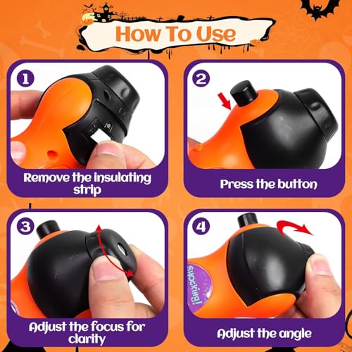 2 Pcs Halloween Flashlight Projector Lights for Kids, 24 Different Pattern Pumpkin Ghost Theme Images Projector Light Torch Flashlight Toys Bulk for Halloween Party Favors, Classroom Prizes Gifts