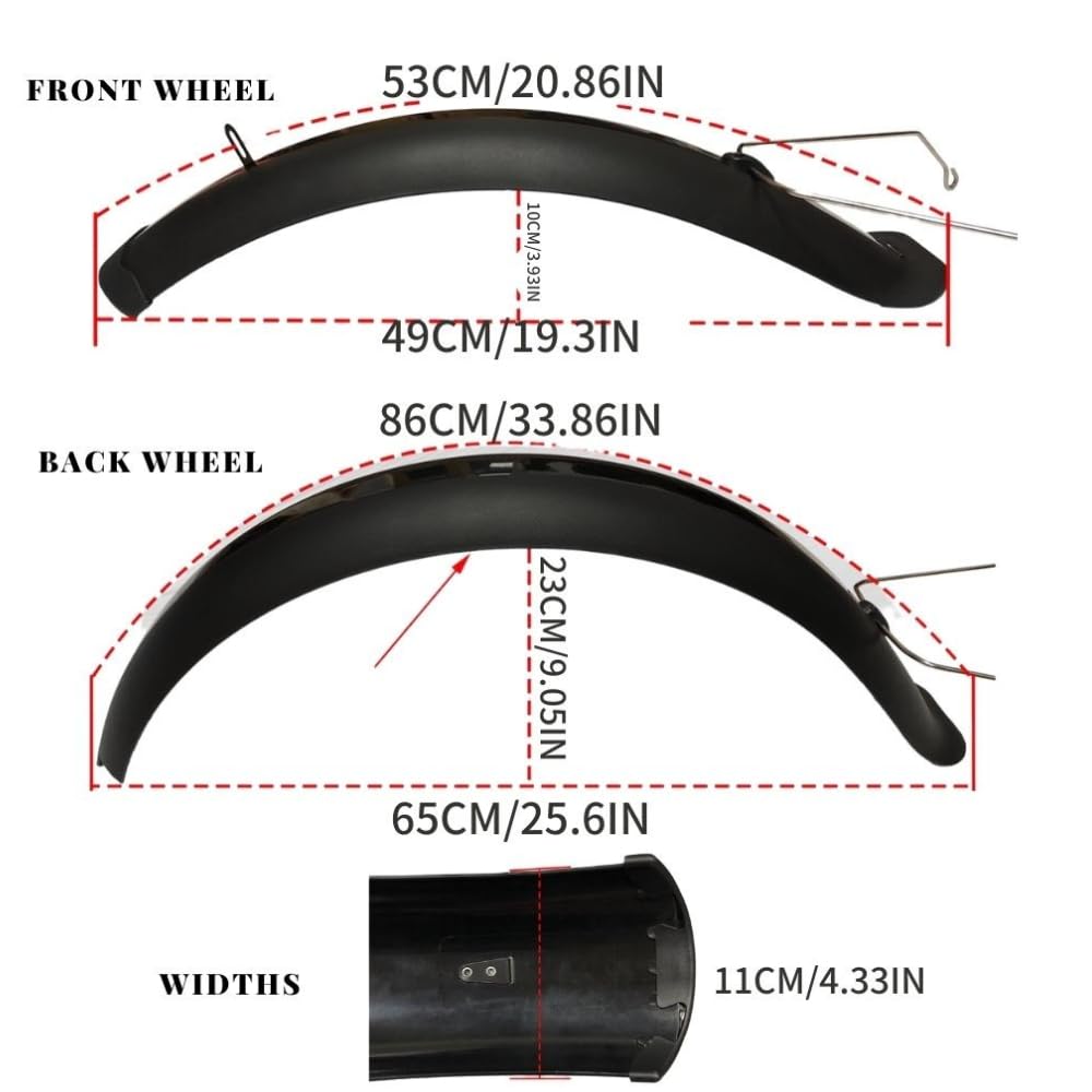 Fat Bike Fenders Set Front Rear Mudguards for MTB Off-Road Cycling Fenders Kit Bike Wings Full Coverage (20~26 * 4 inch) (Black, 20inch)
