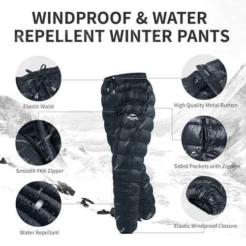 Naturehike Down Pants,Men's Women's Puffy Pants,Winter Warm Outdoor Men Women Ski Snow Pants,Camping Hiking Pants