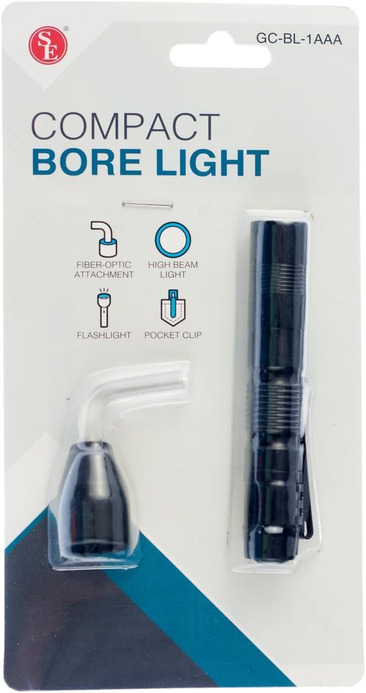 SE Compact Bore Light with Fiber-Optic Acrylic - Portable, High Beam Flashlight for Firearm Maintenance and Inspection - GC-BL-1AAA