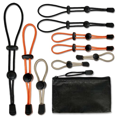 Tactical Hiking Pole Holder Set with 3 Sizes - Heavy Duty Elastic Cord, Khaki, Orange & Black Variations