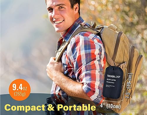 Inflatable Camping Pillow Large 24x15in with Removable Cover Gray