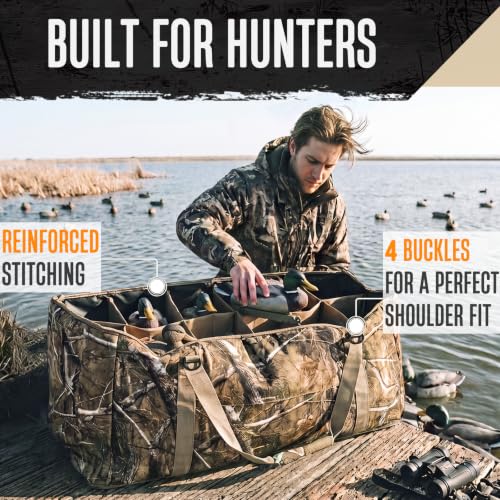 Fall Forest 12 Slot Duck Decoy Bag for Waterfowl Hunting with Drainage