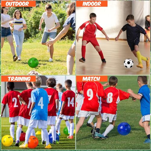 Bright Color Soccer Balls Set of 6 with Pump - Size 5 for Ages 13+ - Christmas Operation