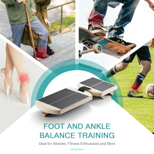 Balance Board for Ankle & Foot Stability Training - Single Leg Exercise Equipment (Log Color)