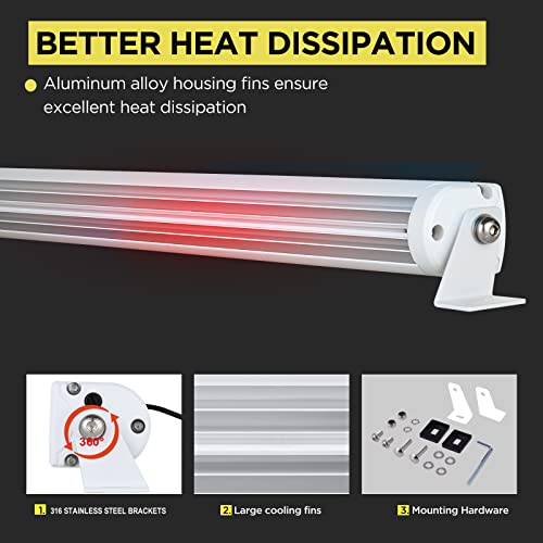 22 Inch Waterproof LED Boat Light Bar, BIGLIONX 200W Spot & Flood Combo, Marine IP68