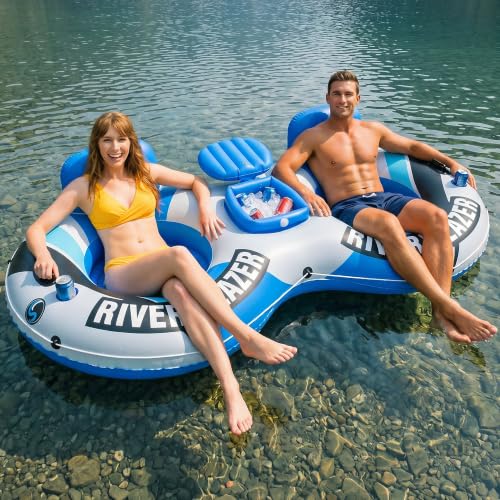 Sunlite Sports Inflatable River Tube Float with Cooler & Cup Holders - River Blazer Cooler Duo