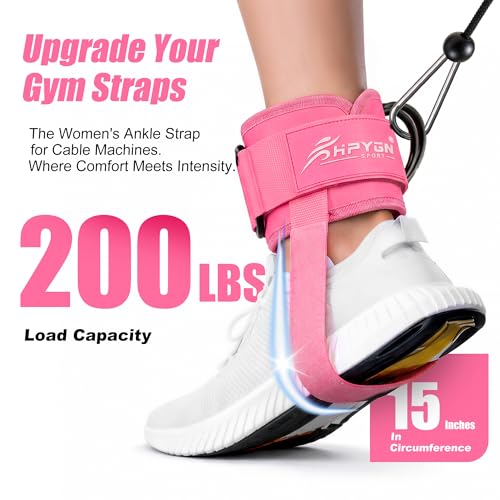 Pink Ankle Straps for Cable Machines Women with Foot Strap - Pair