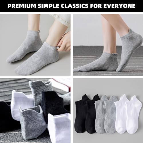 Women's Ankle Running Socks 6 Pairs - No Show Athletic Socks White/Black/Gray 9-11
