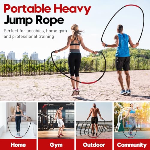 Weighted Jump Rope for Fitness Men Women 3LB Black Orange