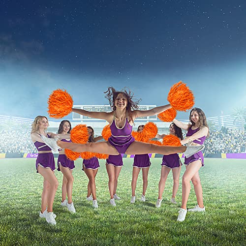 18PCS Orange Cheerleading Pom Poms with Baton Handle - Sports & Dance Accessories