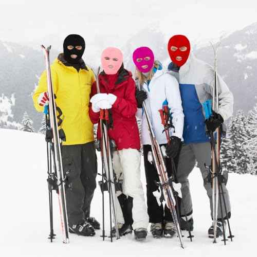 3 Hole Ski Mask, Knitted Balaclava Face Mask, Winter Full Face Mask Cover for Winter Outdoor Sports