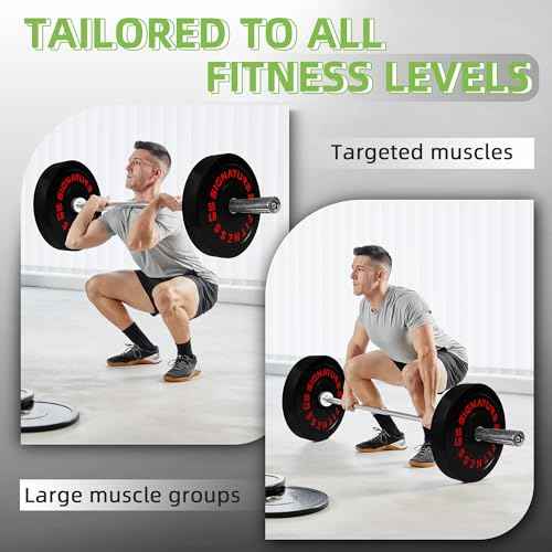 Fitvids Olympic Bumper Plates Set, 2" Weight Plates for Strength Training & Weightlifting, Paris or Set or Set with Barbell, Multiple Options