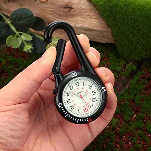 Hicarer 2 Pieces Clip on Quartz Watch Backpack Fob Belt Glow in The Dark Unisex Pocket Watch with White Dial for Doctors Nurses Outdoor Activities