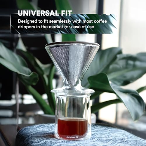 Ovalware Double Wall Insulated Glass Cup Set 11.8oz – Borosilicate Coffee Tea Whiskey