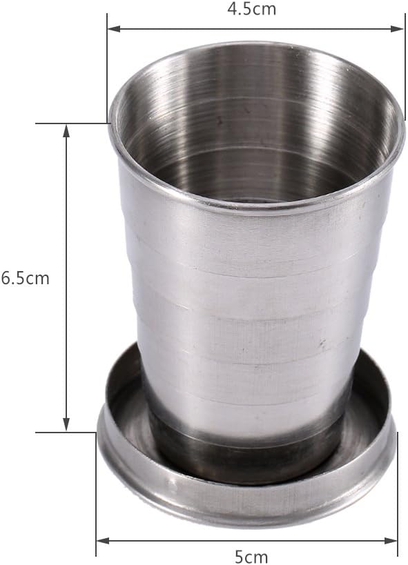 Fdit Travel Folding Cup S/M/L Stainless Steel Cup Camp Keychain Design Retractable Telescopic Collapsible Cup(S)