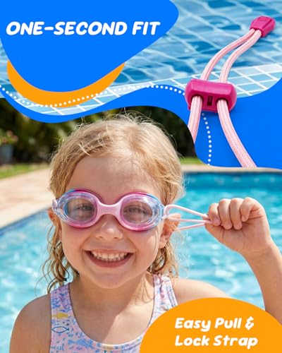 Kids Swim Goggles Anti-Fog Pool Goggles for Ages 3-8 Pink & Purple