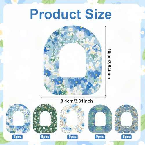 25pcs Adhesive Patches for Omnipod 5, Sensor Stickers Waterproof & Breathable CGM Overpatch Sensor Cover Tape Compatible with Omni Pod 5 (Oil Painting Style)