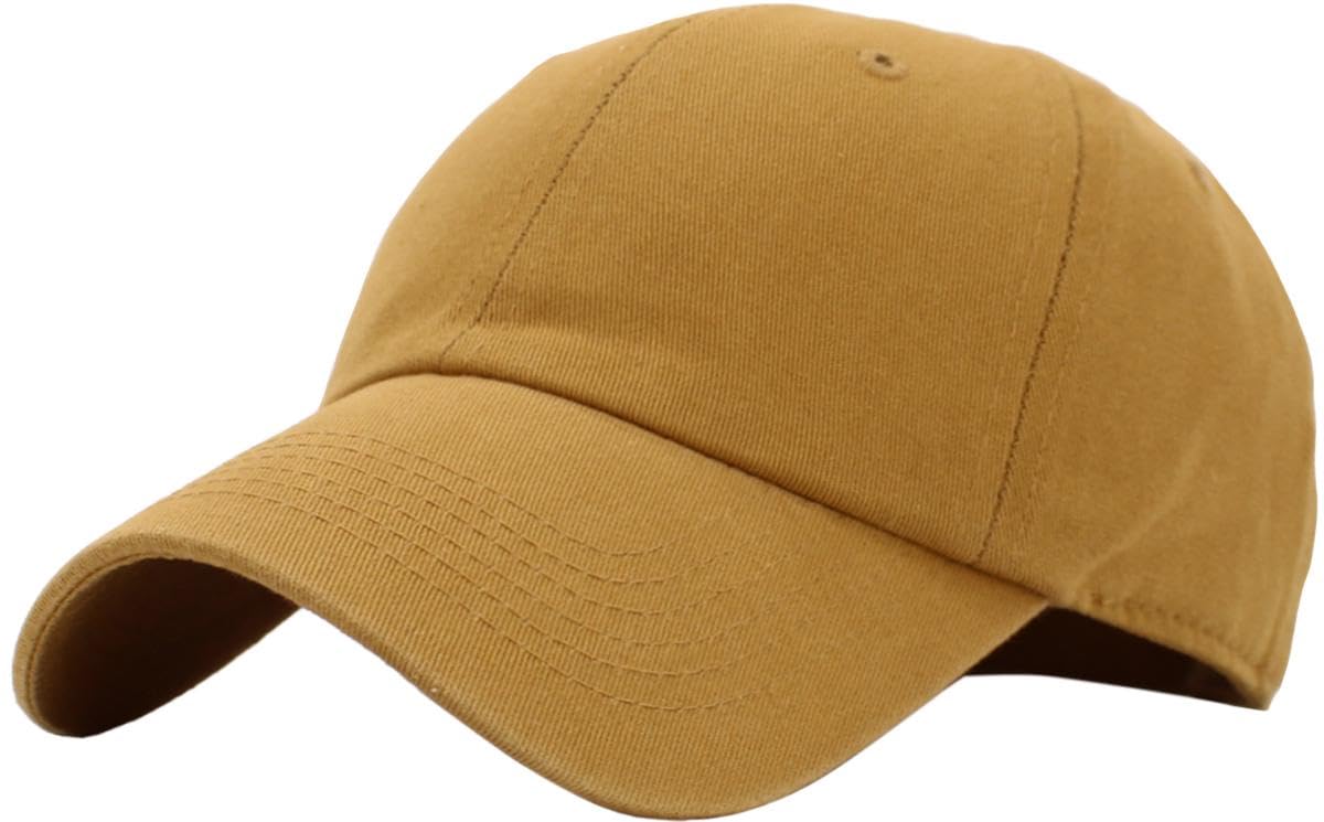 KB-Low Wheat Classic Cotton Dad Hat Adjustable Plain Cap. Polo Style Low Profile (Unstructured) (Classic) Wheat Adjustable