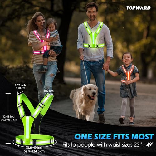 LED Reflective Vest Running Gear, 8 Lights Colors Illuminated, USB-C Rechargeable, High Visibility Safety Vest with Adjustable Waist/Shoulder, Light Up Vest for Night Dog Walking Cycling