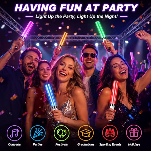 Lewtemi 10 Pcs Halloween LED Glow Sticks - 15 Color Reusable Light Up Party Supplies