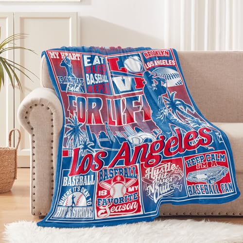 Fans Gift for Los Angeles, Baseball Throws 60"x50", Baseball Gifts for Men Women, Baseball Flannel Throws, Blanket Throws for Birthday Ideas