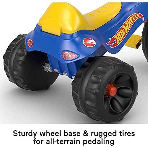 Fisher-Price Toddler Tricycle Hot Wheels Tough Trike, Toy Bike with Handlebar Grips & Storage for Outdoor Play Kids Ages 2+ Years