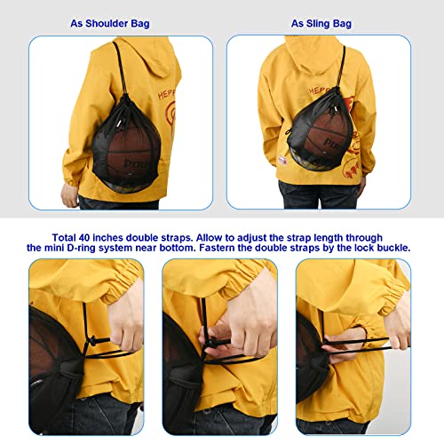 Sports Ball Carry Bag Mesh Backpack for Basketball Volleyball Soccer Rugby Football