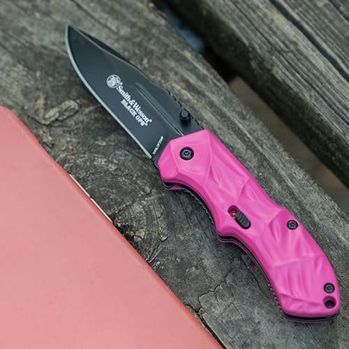 Pink Drop Point Tactical Folding Knife with Assisted Opening and Aluminum Handle