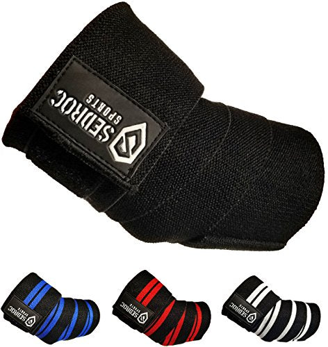 Black Weight Lifting Elbow Wraps - Support & Protection Pair