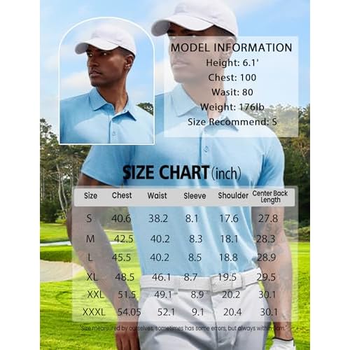 COOFANDY Men's Polo Shirt Golf Quick Dry Performance Short Sleeve Moisture Wicking Athletic Polo Collared Tennis T-Shirt