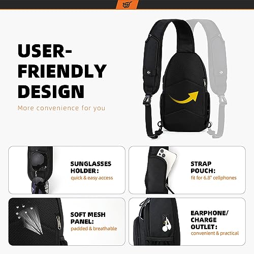 SKYSPER RFID Crossbody Sling Bag for Travel Hiking Women Men Black