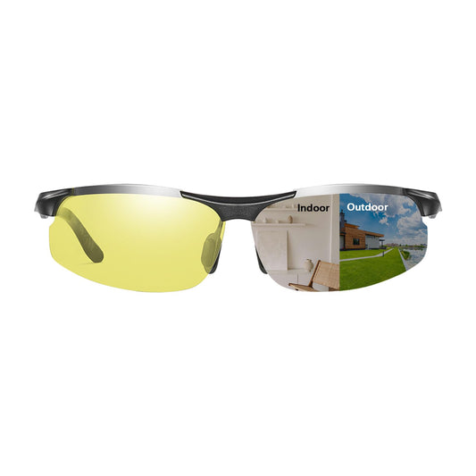 KISSOUL Photochromic Sports Polarized Sunglasses Al-MgAlloy Frame Outdoor sunglasses For Men Women Day & Night Driving Glasses