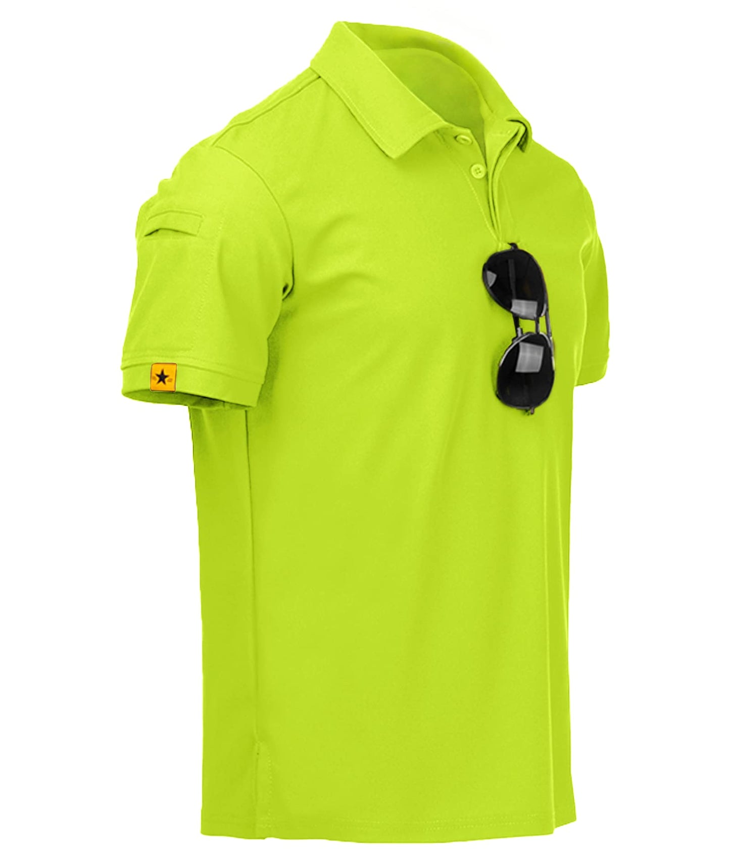 ZITY Mens Polo Shirt Short Sleeve Sports Tactical T-Shirt Athletic Golf Polos Daily Casual Stylish Collared Shirts for Men Lemon Green 4X-Large