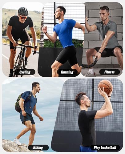 Niksa Men's Compression Shirts Medium Black Short Sleeve Athletic Workout Top Variation