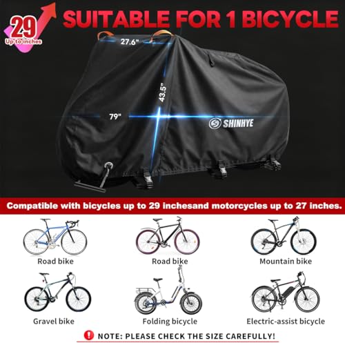 Black Bike Cover Waterproof Outdoor 79x28x43.5in for Mountain, Road, Electric Bikes - L Size