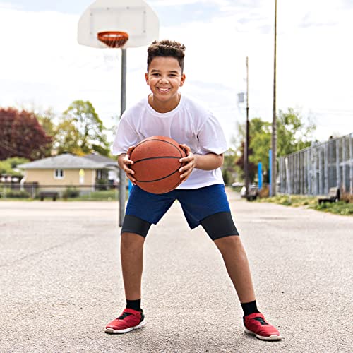 Kids Compression Shorts with Pockets - Large Black White Gray 3 Pack