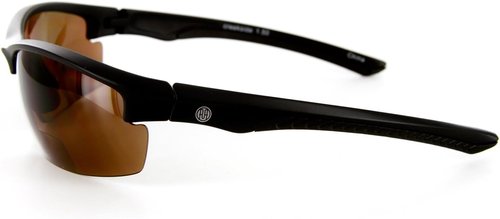 Creekside Wrap-Around Polarized Bifocal Sport Safety Reading Sunglasses for Youthful, Active Men and Women (Black/Amber +2.00)