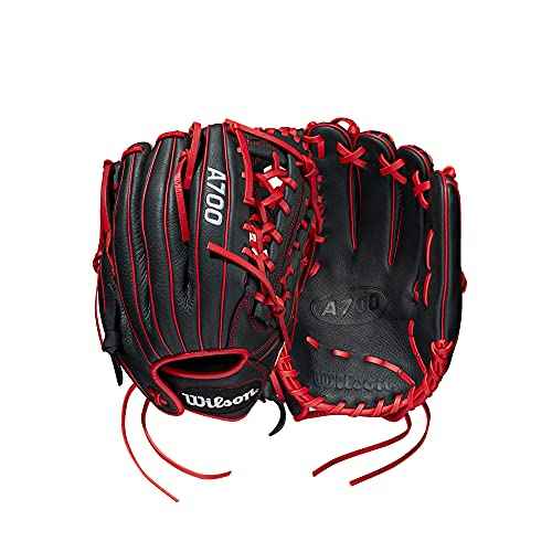 Wilson 2022 A700 12" Outfield Baseball Glove - Black/Red, Left Hand Throw