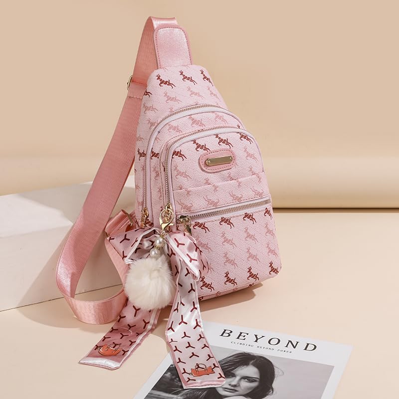 ANFUMI Sling Backpack Sling Bag for Women, Chest Bag Daypack Crossbody Fanny Packs Chest Bag (A-Pink)
