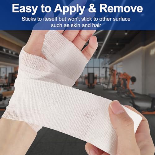 24 Pack White Self Adhesive Bandage, 2¡± x 5 Yards Medical Wrap, Cohesive Bandage Wrap, White Tape Baseball, Self Stick Bandage Tpae, First Aid Gauze for Ankle, Leg, Arm