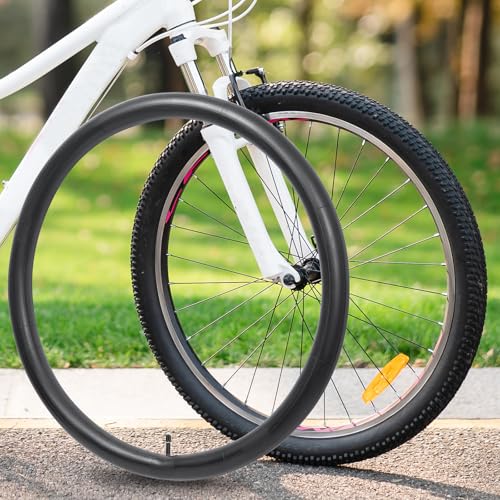 Heavy Duty 24x1.75/2.25 Bike Tube AV32mm Schrader Valve 45/57-507 Inner Tube 24 Inch Compatible with 24 x 1.75 24x1.90 24x1.95 24x2.0 24x2.10 24x2.125 24x2.25 Bike Bicycle Tire Tube 1PC/2PCS