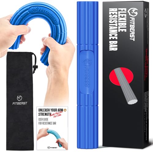 FitBeast Blue Medium Flex Therapy Bar for Tendonitis & Grip Strength - Rehabilitative Hand Exerciser