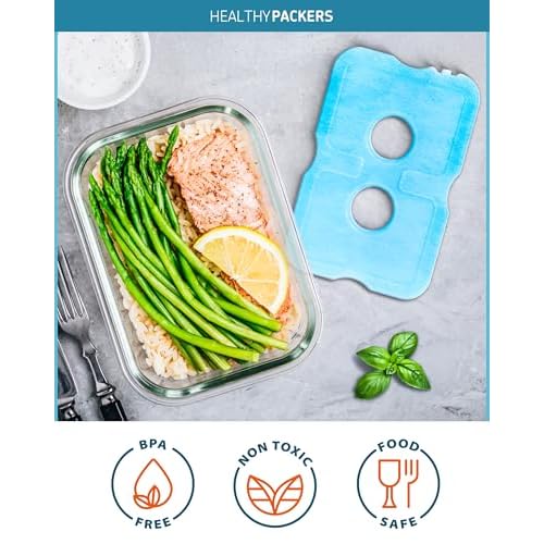 Healthy Packers Ice Packs for Lunch Boxes & Coolers - Freezer Packs - Original Cool Pack | Cooler Accessories for Beach, Camping & Fishing | Slim & Long-Lasting Reusable Ice Pack for Cooler