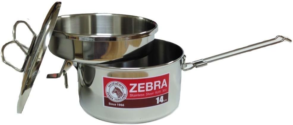 Zebra Stainless Steel Food Box and Pan with Snap on Lid, 14cm, Silver